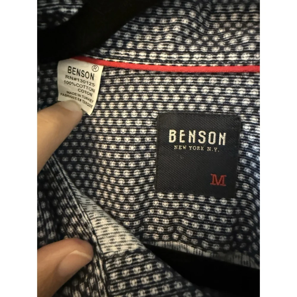 Benson New York Men's Medium Button Down Corduroy Long Sleeve Shirt Navy - Picture 2 of 5